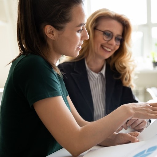 digital-transformation Photo of two professionals discussing digital transformation strategies.