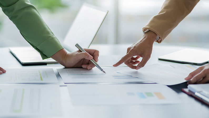 CorporateFinanceAdvisory_Fifth Professionals analyzing corporate finance data.